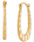 ფოტო #5 პროდუქტის 2-Pc. Set Cubic Zirconia Stud & Ruffle Oval Hoop Earrings in 10k Gold