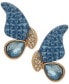 ფოტო #1 პროდუქტის Gold-Tone Pavé & Blue Crystal Butterfly Stud Earrings