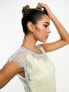 Фото #3 товара ASOS DESIGN one shoulder satin midaxi dress with contrast lace inserts in pale green