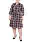 Фото #1 товара Plus Size 3/4 Sleeve Roll Tab Shirtdress