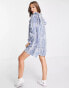 Фото #4 товара New Look high neck ruffle detail mini dress in blue check