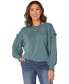 Фото #1 товара Women's Mineral Washed Embroidered Sweatshirt