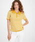 Women's Striped Short-Sleeve Polo Sweater