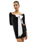 Fashionkilla white bow detail bardot mini dress in black