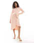 Closet London button front midi dress with ruched skirt in mink