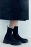 Fabric ankle boots with track sole