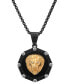 Men's Two-Tone Stainless Steel Simulated Diamond Lion Head Greek Accent 24" Pendant Necklace