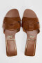 FLAT CRISS-CROSS LEATHER SLIDER SANDALS