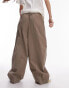 Topshop super wide leg pleated poplin trouser in sand