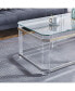 Фото #5 товара Silver Stainless Steel Coffee Table With Acrylic Frame And Clear Glass Top