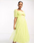 Фото #1 товара Anaya cut-out puff sleeve midi dress in lime