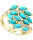 ფოტო #1 პროდუქტის EFFY® Turquoise Cluster & Diamond (1/10 ct. t.w.) Statement Ring in 14k Gold