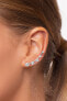 Longitudinal silver earrings with zircons EA77W