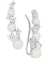 Cultured Freshwater Pearl (3-1/2 - 5-1/2mm) & Cubic Zirconia Ear Climbers in Sterling Silver, Created for Macy's