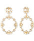 Gold-Tone Stone, Crystal, & Imitation Pearl Orbital Circle Drop Earrings