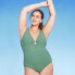 Фото #1 товара Women's Wide Ribbed Ring Medium Coverage One Piece Swimsuit - Kona Sol Moss
