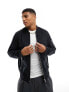 Jack & Jones Essentials zip through faux suede bomber jacket in black