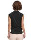 Women's Solid Shirred Mock-Neck Sleeveless Top