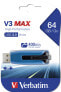 Фото #12 товара Verbatim V3 MAX - USB 3.0 Drive 64 GB - Blue - 64 GB - USB Type-A - 3.2 Gen 1 (3.1 Gen 1) - Slide - 10 g - Blue