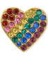 Gold-Tone Multicolor Pavé Heart Stud Earrings - фото #2