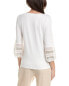 Anne Klein Harmony Lace-Trim Balloon Sleeve Top Women's White S