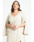 ფოტო #3 პროდუქტის Plus Size Asym Button Up Linen Dress