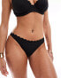 Фото #1 товара Peek & Beau Fuller Bust broderie high waist bikini bottom in black with bow detail