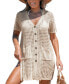 ფოტო #1 პროდუქტის Women's Apricot Open Knit Front Button Cover-Up