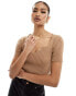 Фото #2 товара Fashionkilla knitted v neck top in brown