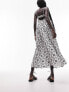 Topshop contrast colour broderie chuck on midi dress in mono M - фото #7