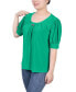 Фото #2 товара Women's Short Sleeve Balloon Sleeve Top with Hardware