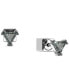 Black-Tone Triangle Crystal Stud Earrings