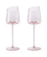 Home French Style Pink Crystal Burgundy Wine Glasses, Lead-Free Premium Champagne Glasses, Set of 2