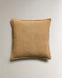 Linen cushion cover with topstitching