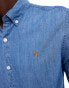 Farah brewer denim long sleeve shirt in blue