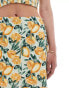 Abercrombie & Fitch co-ord linen blend skort in lemon print