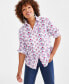 ფოტო #1 პროდუქტის Women's Printed Cotton Perfect Shirt, Created for Macy's