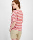 ფოტო #2 პროდუქტის Women's Mixed-Stripe Crewneck Short-Sleeve Top