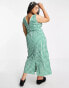 ASOS DESIGN Curve v neck midi slip sundress in green textured gingham