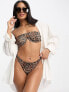 Фото #3 товара ASOS DESIGN mix and match rib bandeau monowire bikini top in leopard print