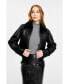 ფოტო #3 პროდუქტის Women's Genuine Shearling Jacket, Silky Black Inner Black Wool