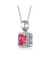 Sterling Silver White Gold Plating Cubic Zirconia Asscher Cut Drop Pendant