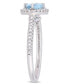 ფოტო #4 პროდუქტის Aquamarine (5/8 ct.t.w.) and Diamond (1/4 ct.t.w.) Halo Ring in 10k White Gold