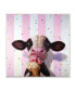 Фото #1 товара Cute Baby Cow with Ice Cream Cone Pink Stripes Art, 12" x 12"