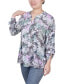 ფოტო #3 პროდუქტის Petite Long Roll Tab Sleeve Pintuck Front Blouse