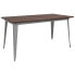 Фото #4 товара 30.25" X 60" Rectangular Silver Metal Indoor Table With Walnut Rustic Wood Top