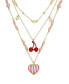 Фото #2 товара Betsey Johnson faux Stone Heart Charm Layered Necklace