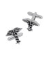 ფოტო #1 პროდუქტის Caduceus Antique Silver Tone Cufflinks Hippocratic Oath