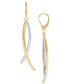 ფოტო #4 პროდუქტის Curved Stick Crossover Drop Earrings in 10k Two-Tone Gold, Created for Macy's