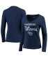 Фото #1 товара Women's Navy Tennessee Titans Post Season Long Sleeve V-Neck T-shirt